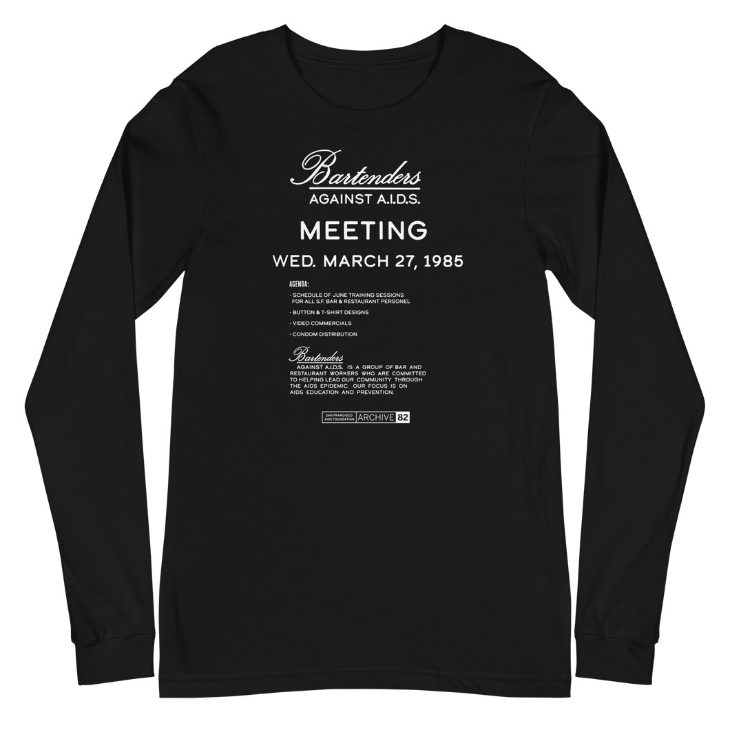 Archive 82: Bartenders Against AIDS Gender Neutral  Long Sleeve Tee